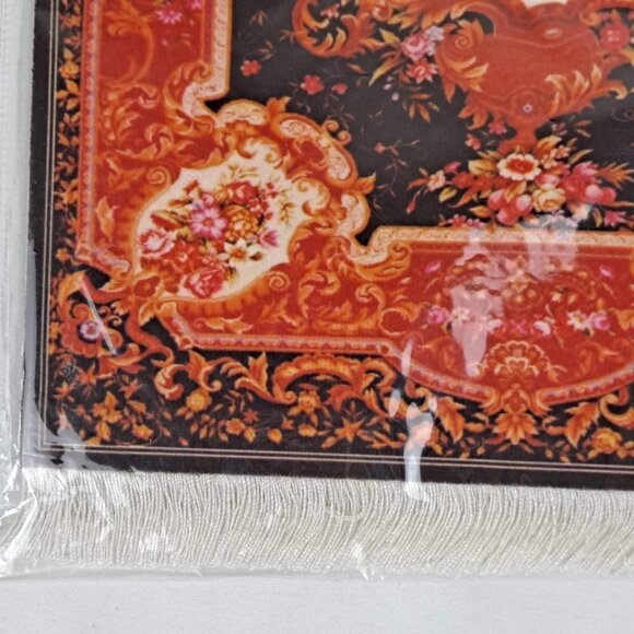 Arabic Rug Mouse Pad with Set of 4 Matching Coasters Navy Orange White NWT - Picture 4 of 10